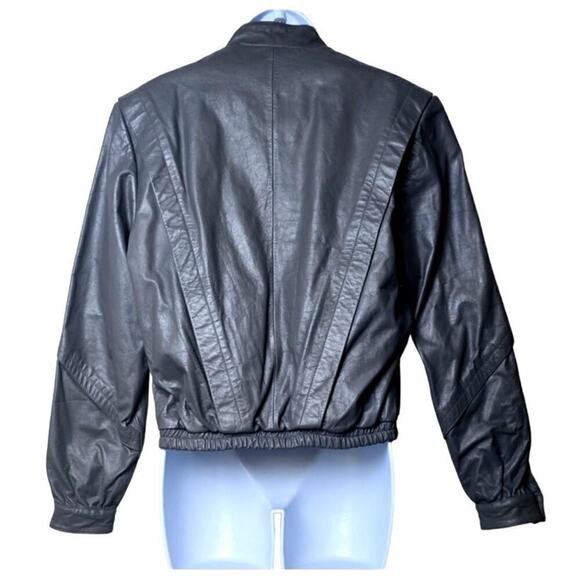 Vintage Wilsons Gray Leather V Jacket Detachable Plush Liner Women's 12 (Small) - Picture 2 of 9